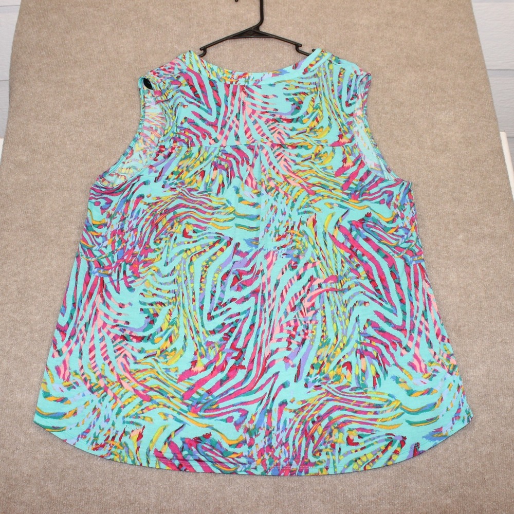 Dear Scarlett Womens 2X Sleeveless V-Neck Top Multi-Color Abstract Zebra Print - Picture 6 of 6